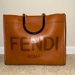 Fendi Brown and Gray Leather Interior Bag